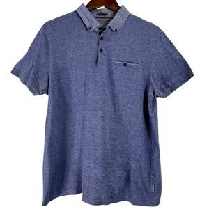 Ted Baker London Polo Shirt Men’s Size Large Heather Blue Button Collar Golf